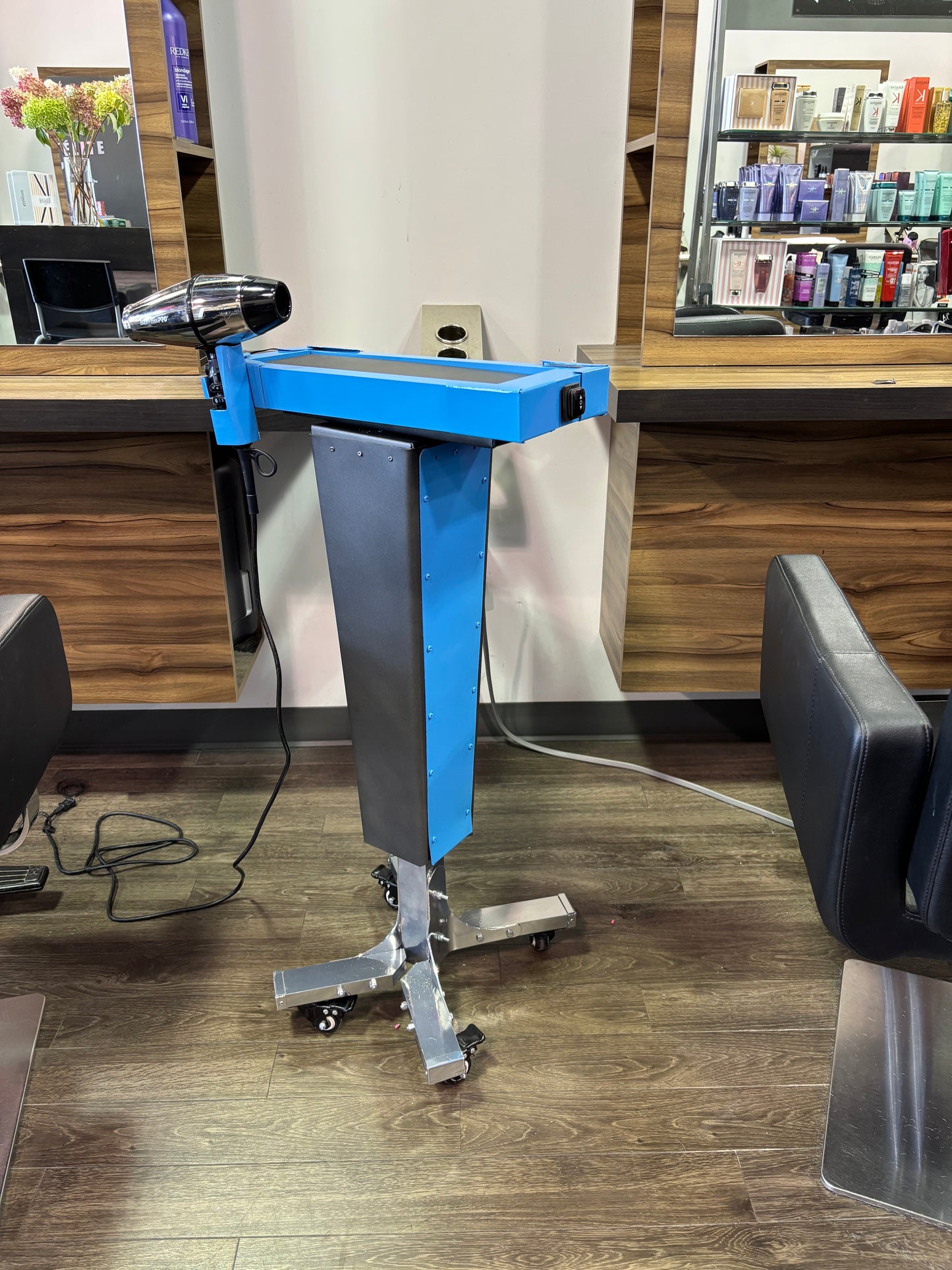 Motorized Trolley with blow dryer holder