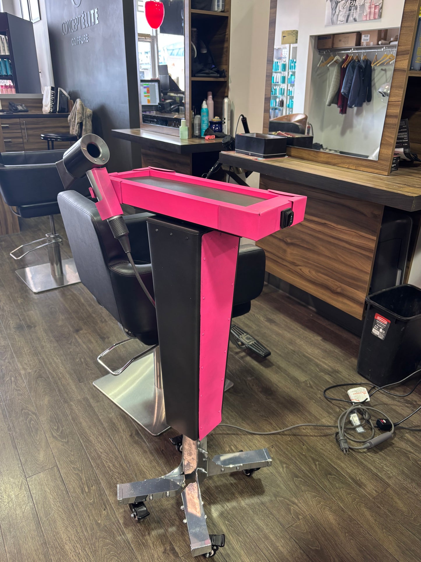 Motorized Trolley with blow dryer holder