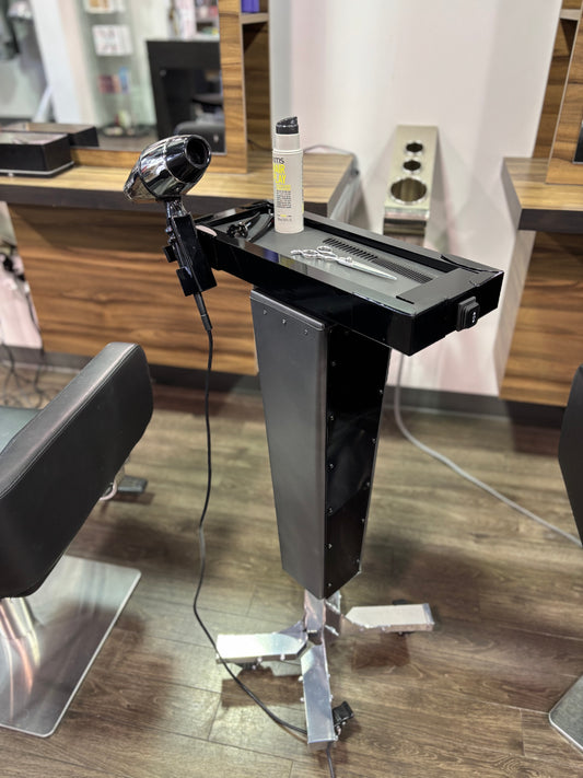 Motorized trolley with blow dryer holder