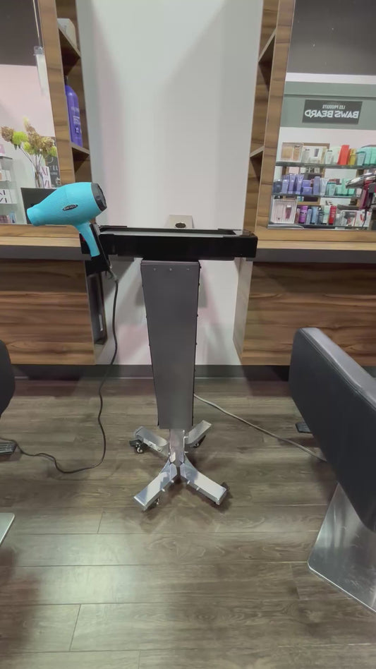 Motorized trolley with blow dryer holder